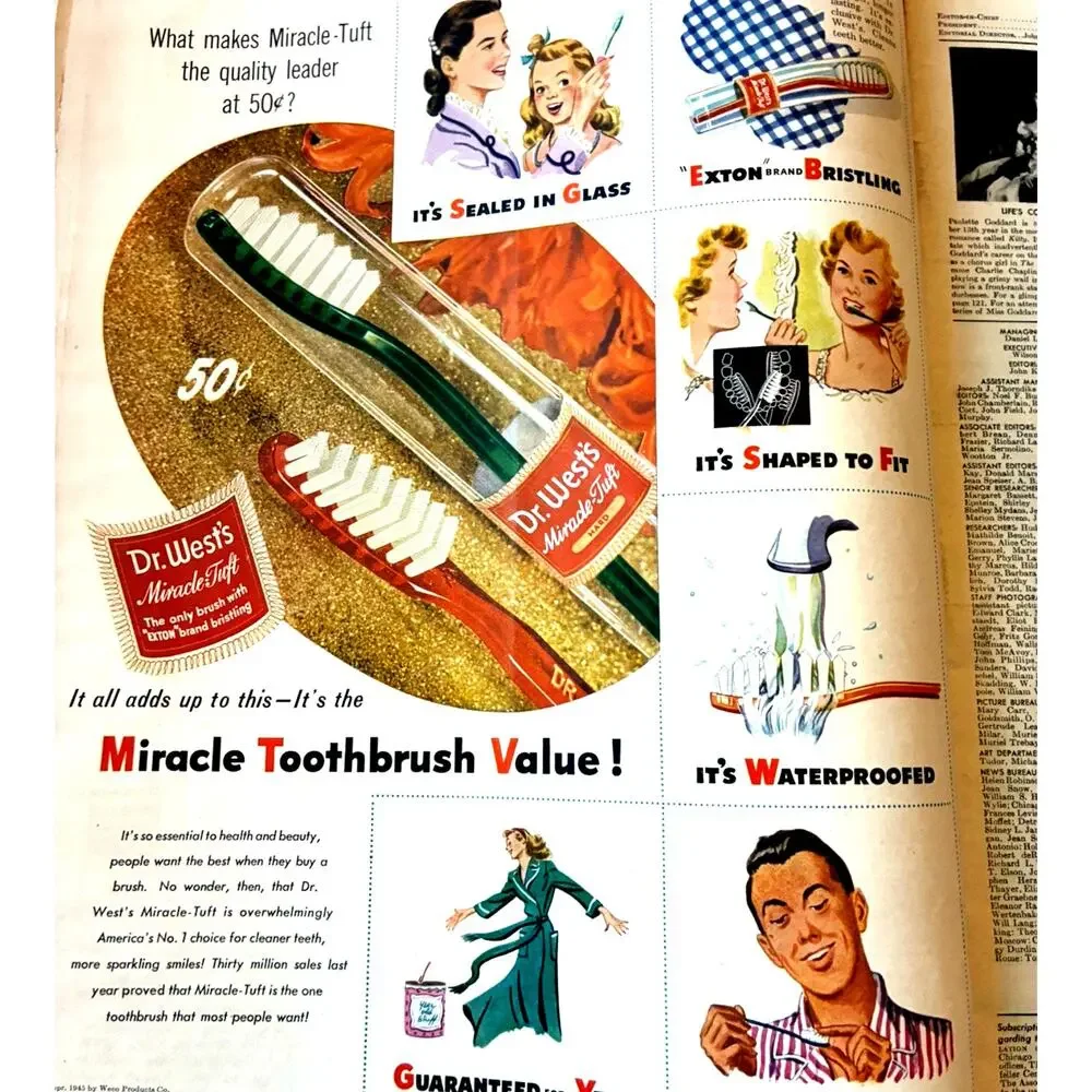 Vintage 40s LIFE Magazine Dec 17 1945 Paulette Goddard Kitty WWII Era Xmas Ads